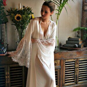 Timeless Satin Bridal Robe and Backless Silk Nightgown